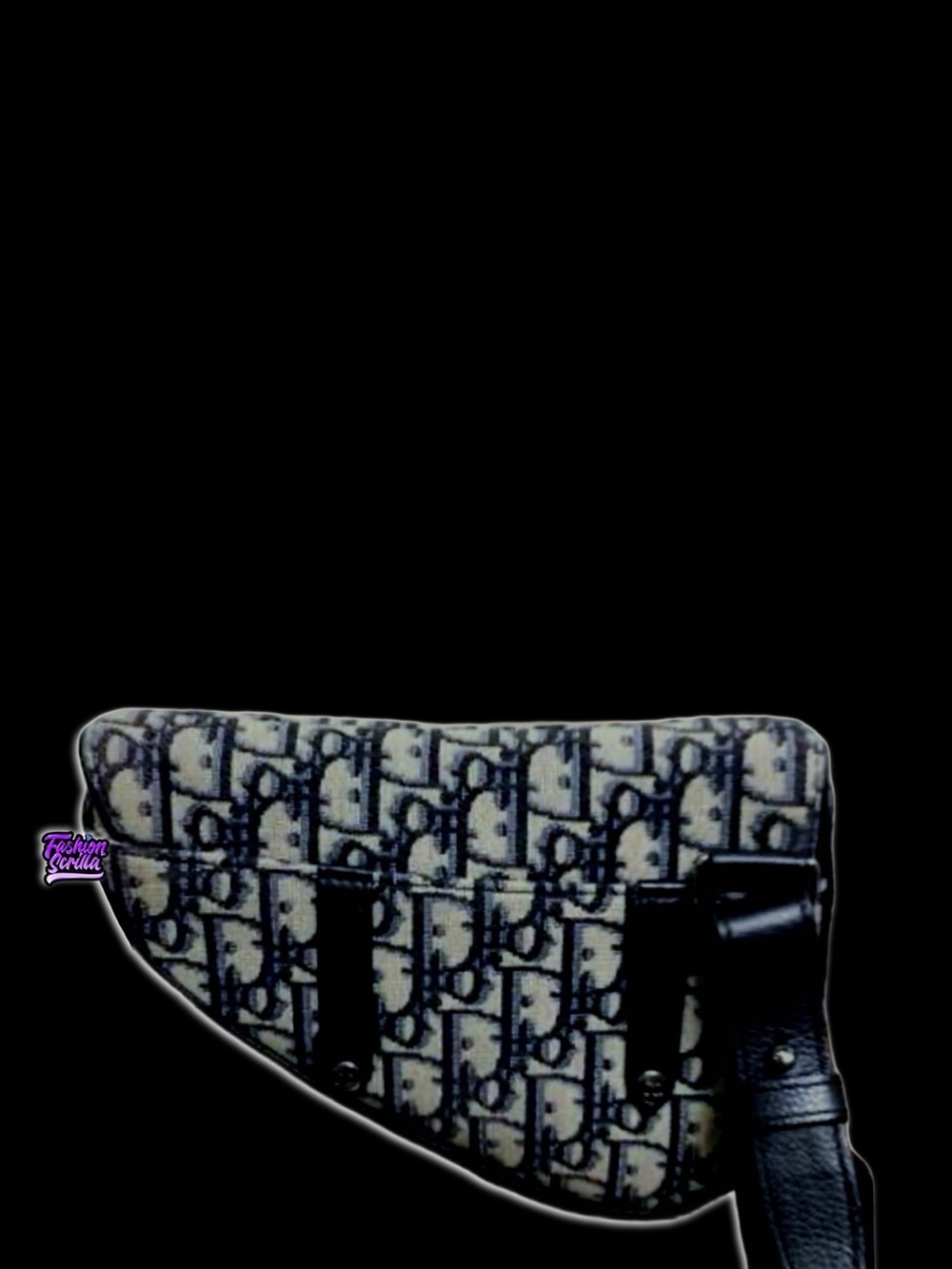 Dior Navy Blue Black Oblique Canvas Mini Saddle Convertible Crossbody Waist Bag - Picture 9 of 12